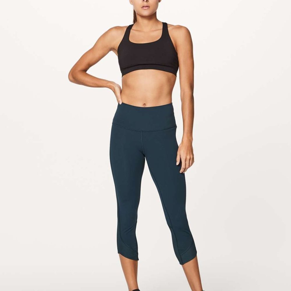 Lululemon Ready Set Go Crop Running Leggings (21")Submarine Blue Size 12